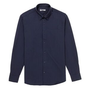 OUTLIER S140 Hidden Pocket Pivot Lightweight 100% Wool Shirt in Dark Navy - M